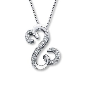 Open Hearts Necklace 1/20 ct tw Diamonds Sterling